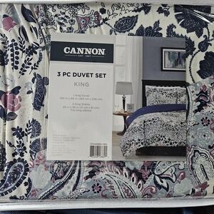 Canon Botanical Duvet Set - King, Blue and Pink